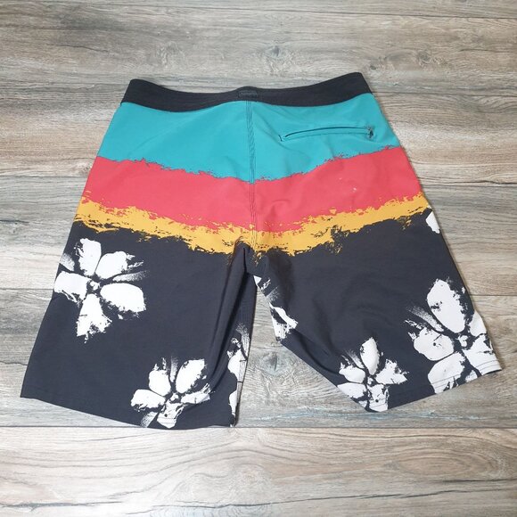Board Shorts Burnside Men Floral Print Swim Trunks Waist Size 32 Surf Beach Pool - Picture 6 of 7